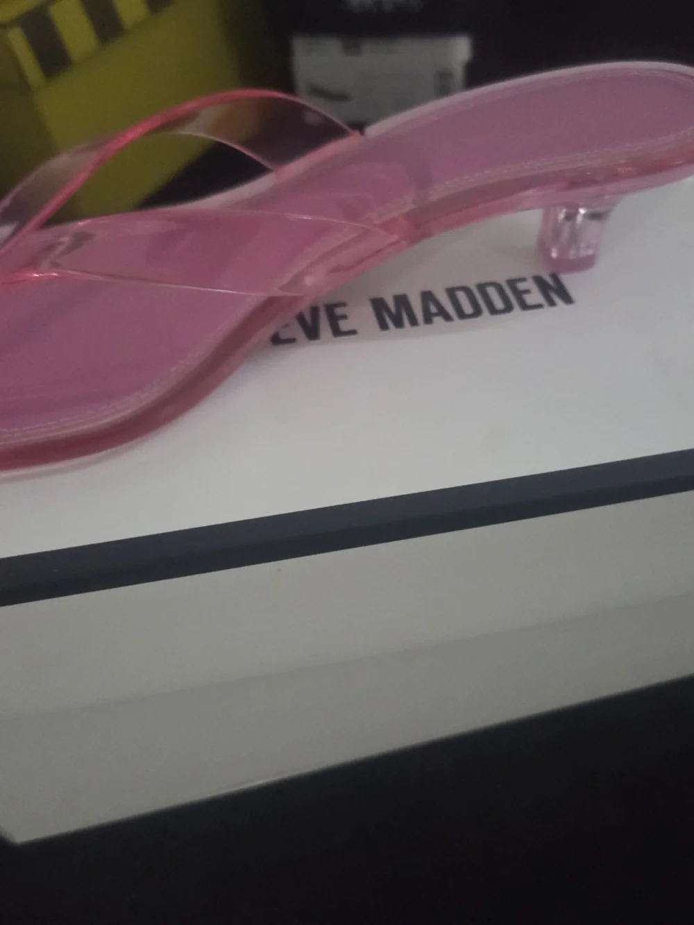 STEVE MADDEN women’s Pink Jelly Kitten-Heel Thong Sandals